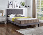 Gray Fabric Bed with Button Tufting Includes Mattress Support IF-5383