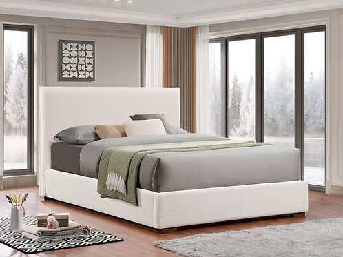 Boucle Upholstered Platform Bed with Optional Matching Rocking Chair IF 5568