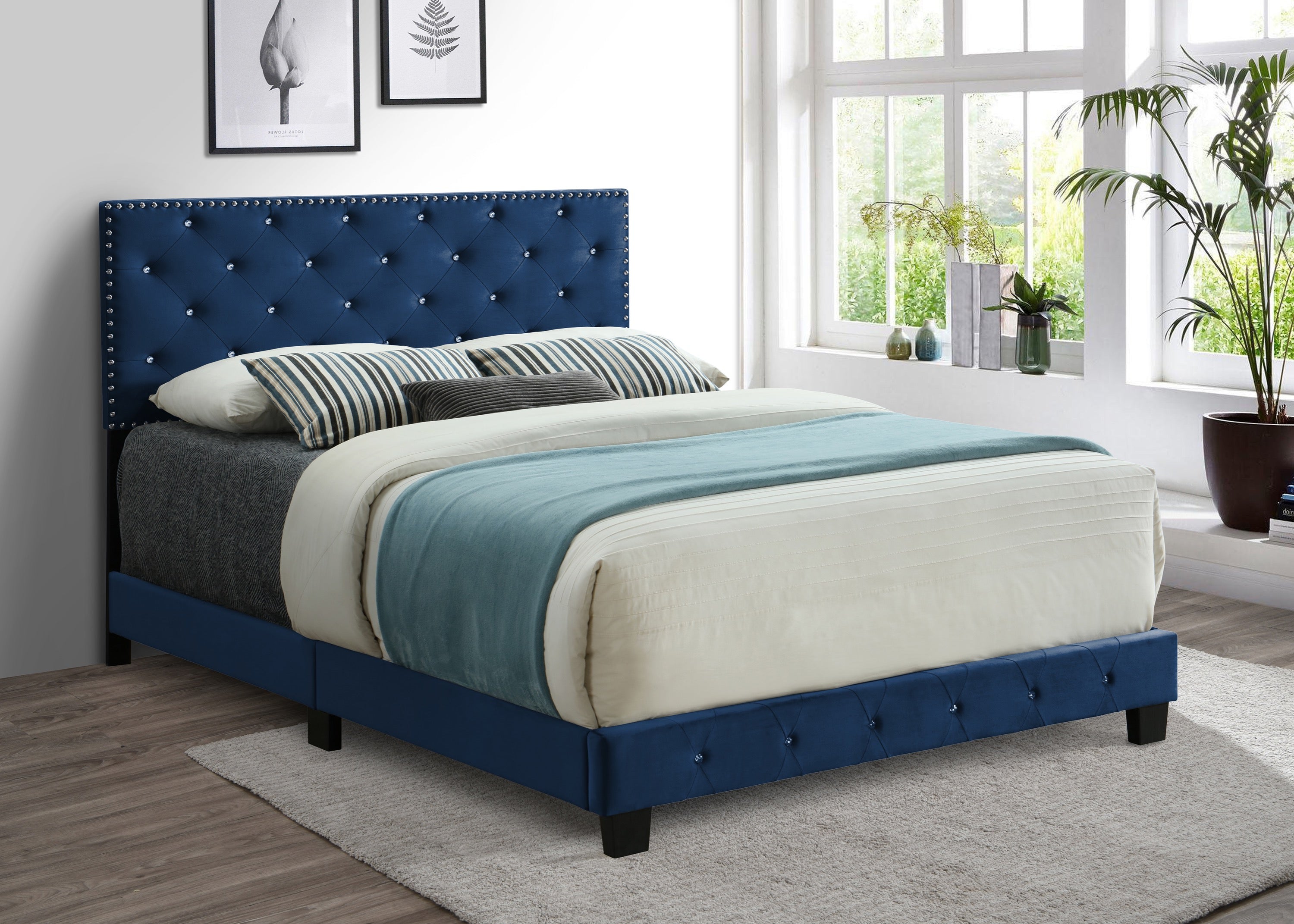 Blue Velvet Bed IF-5652