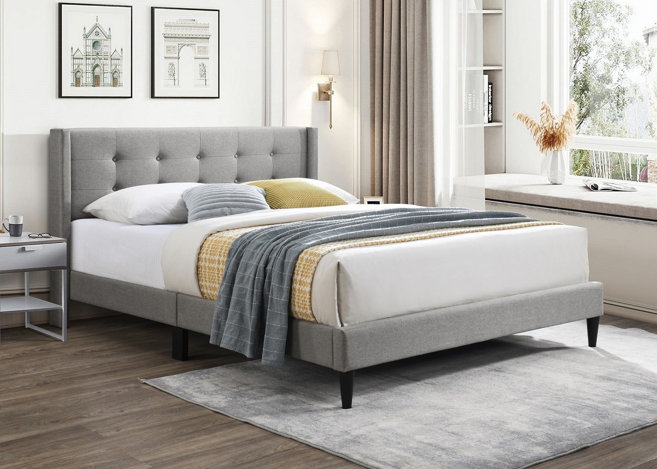 Gray Fabric Bed IF-5270