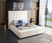Creme Velvet Fabric Bed IF-5723