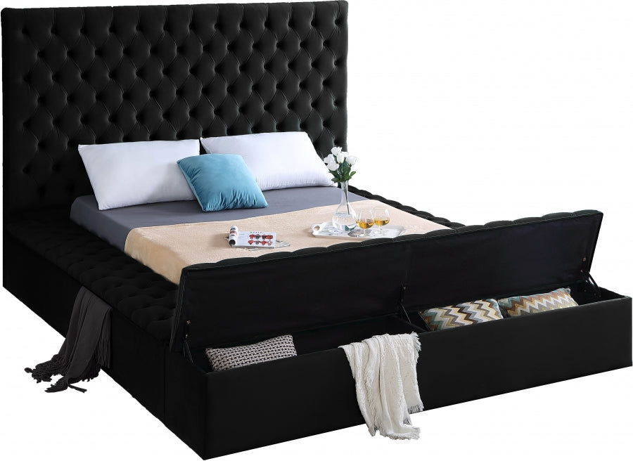 Black Velvet Bed With Storage IF-5793