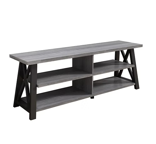 TV Stand with Black and Distressed Grey Finish IF-5010-71"L