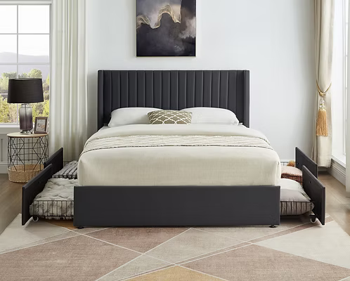 Grey Velvet Bed IF-5408