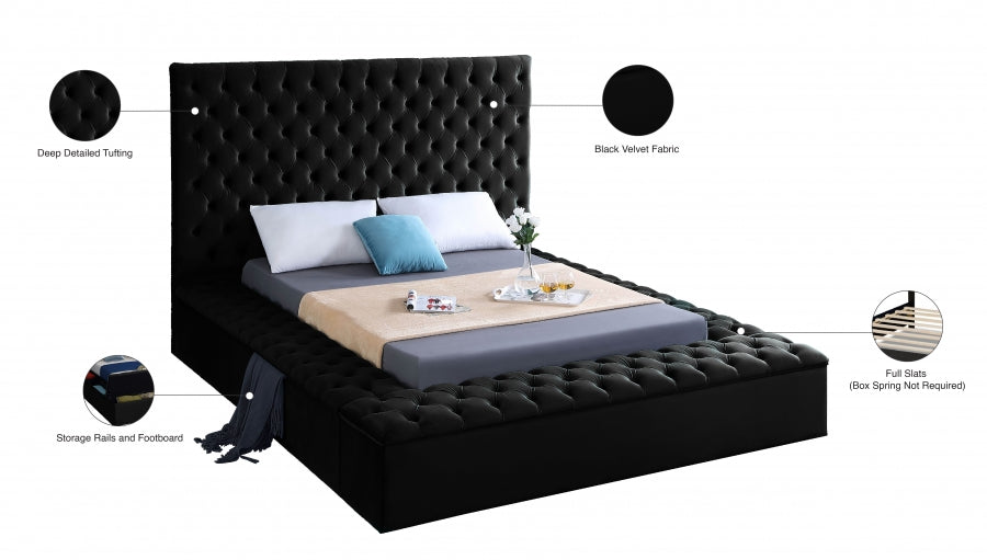 Black Velvet Bed With Storage IF-5793
