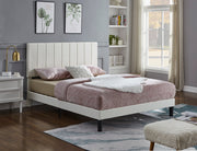 White PU Bed with Vertical Tufting Includes Mattress Support IF-5362