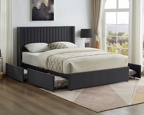 Grey Velvet Bed IF-5408
