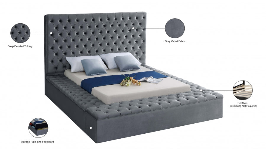 Gray Velvet Bed IF-5790