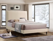 Cream Velvet Platform Bed with Framed Headboard IF-5572