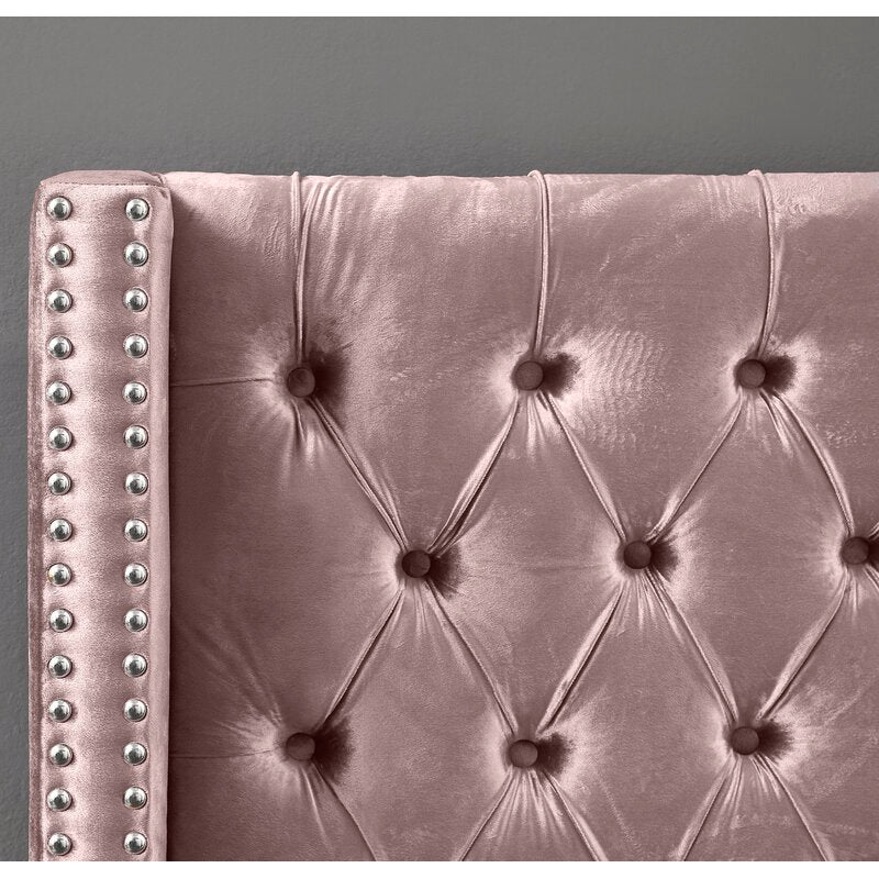 Pink Velvet Fabric Bed IF-5895
