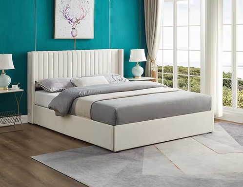 Creme Velvet Bed Frame IF-5407