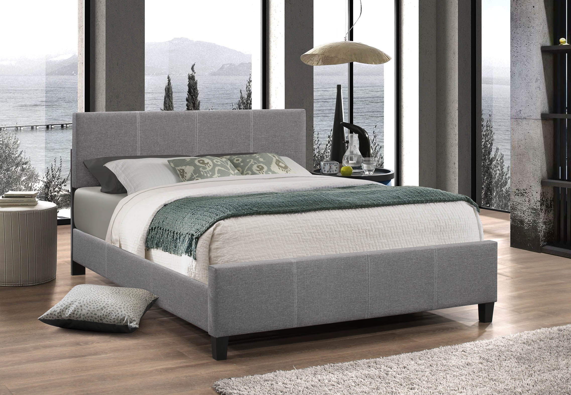 Light Grey Fabric Bed IF-137