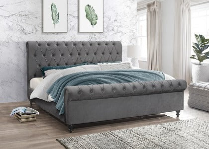 Queen Bed (Grey Velvet) IF-197
