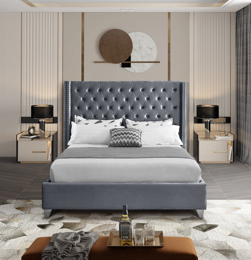 Grey Velvet Bed IF-5890