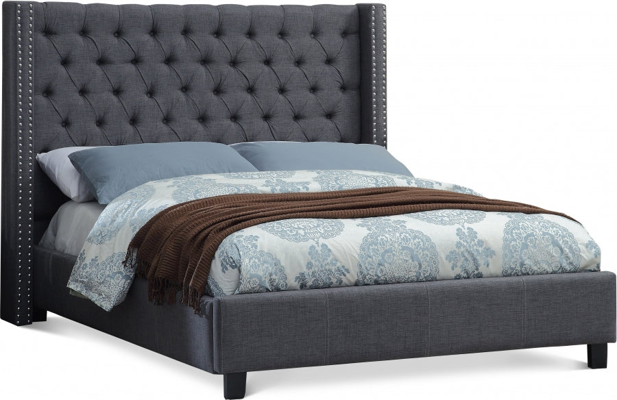 Grey Fabric Wing Bed IF-5897