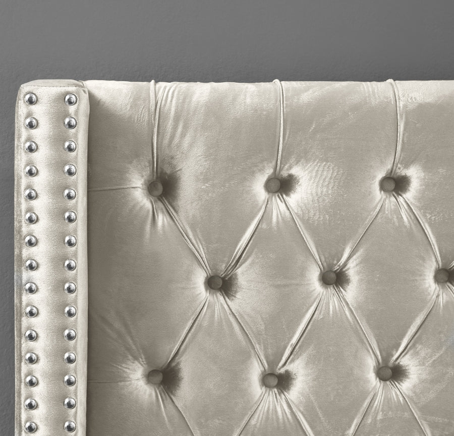 Creme Velvet Bed IF-5892