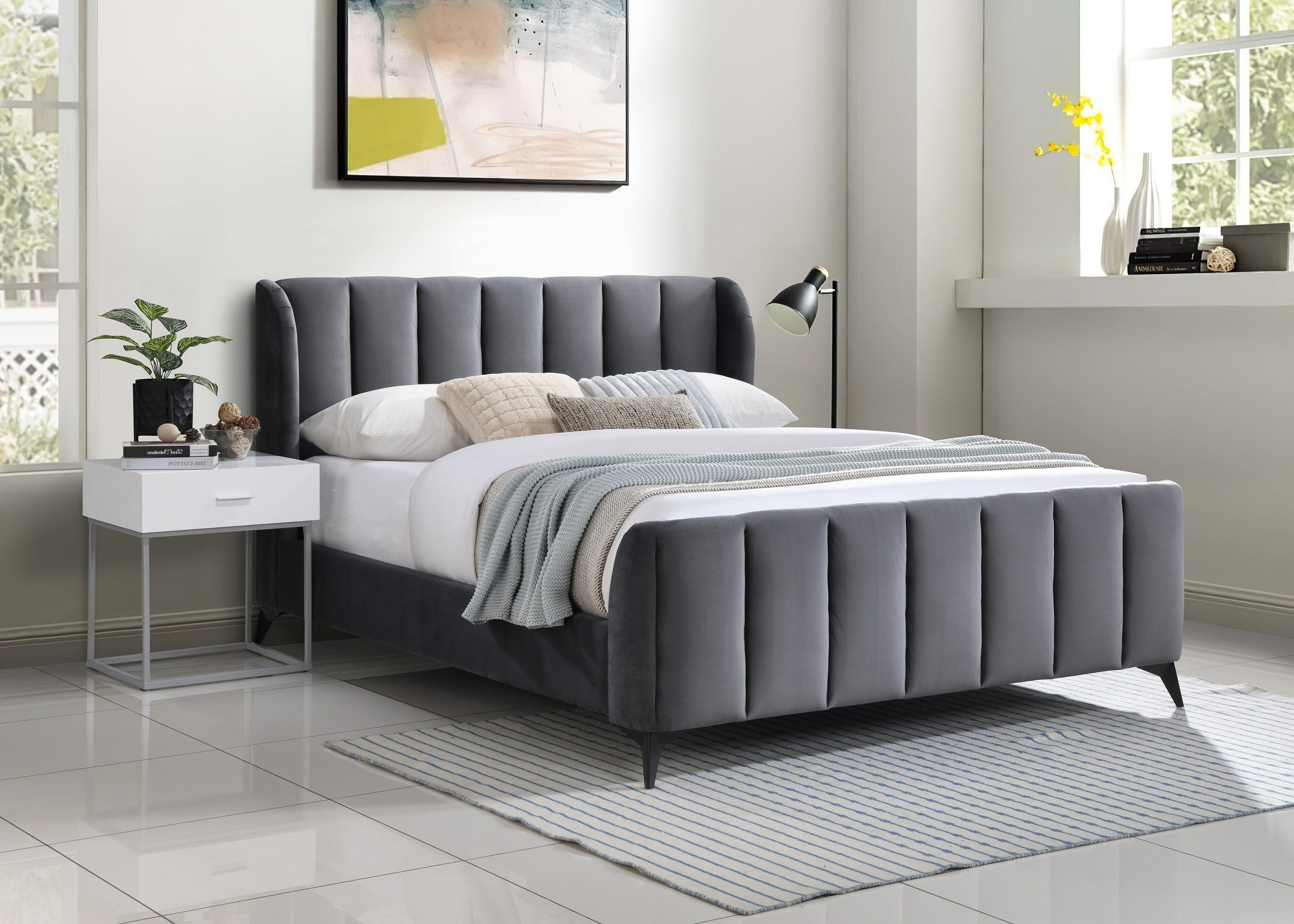 Gray Velvet Bed Set IF-5120