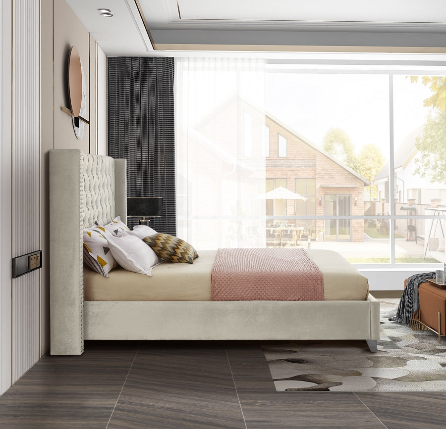 Creme Velvet Bed IF-5892
