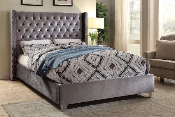 Grey Velvet Bed IF-5890