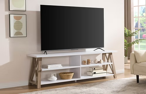 TV Stand with White and Natural Finish IF-5009-71"L
