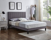 Gray Fabric Bed with Vertical Tufting Includes Mattress Support IF-5363