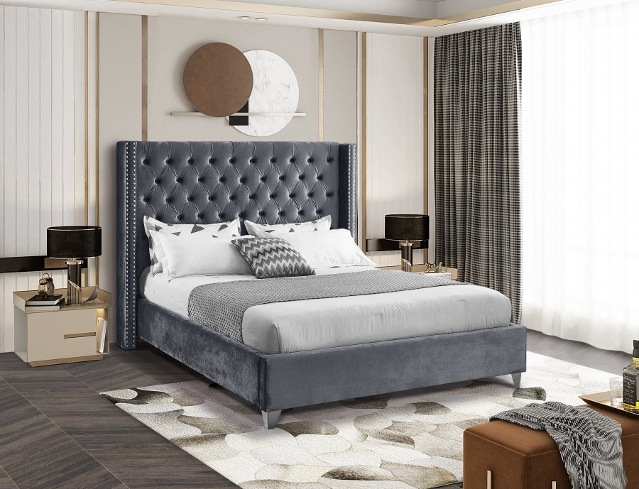 Grey Velvet Bed IF-5890