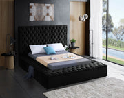 Black Velvet Bed With Storage IF-5793