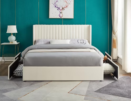 Creme Velvet Bed Frame IF-5407