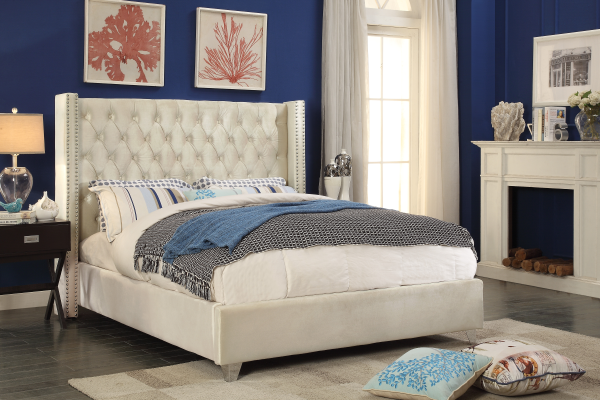 Creme Velvet Bed IF-5892