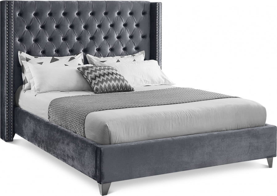 Grey Velvet Bed IF-5890