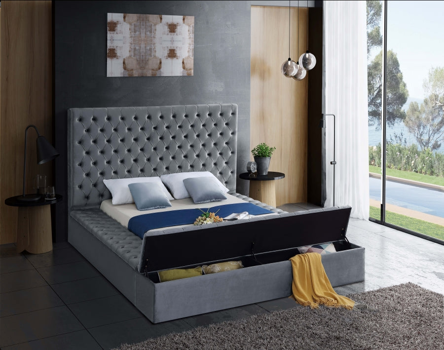 Gray Velvet Bed IF-5790