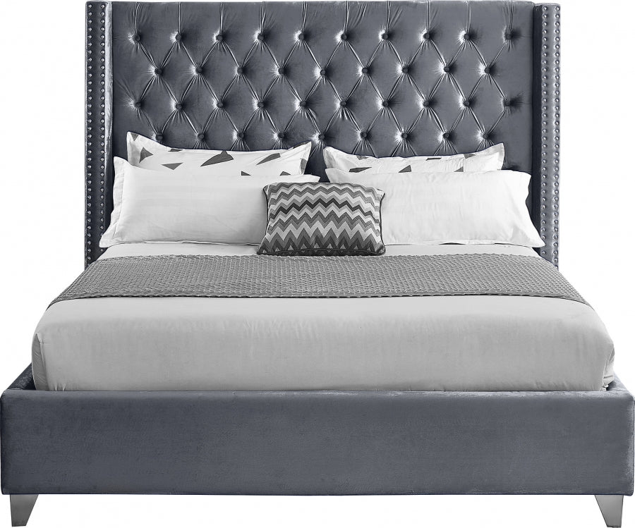 Grey Velvet Bed IF-5890