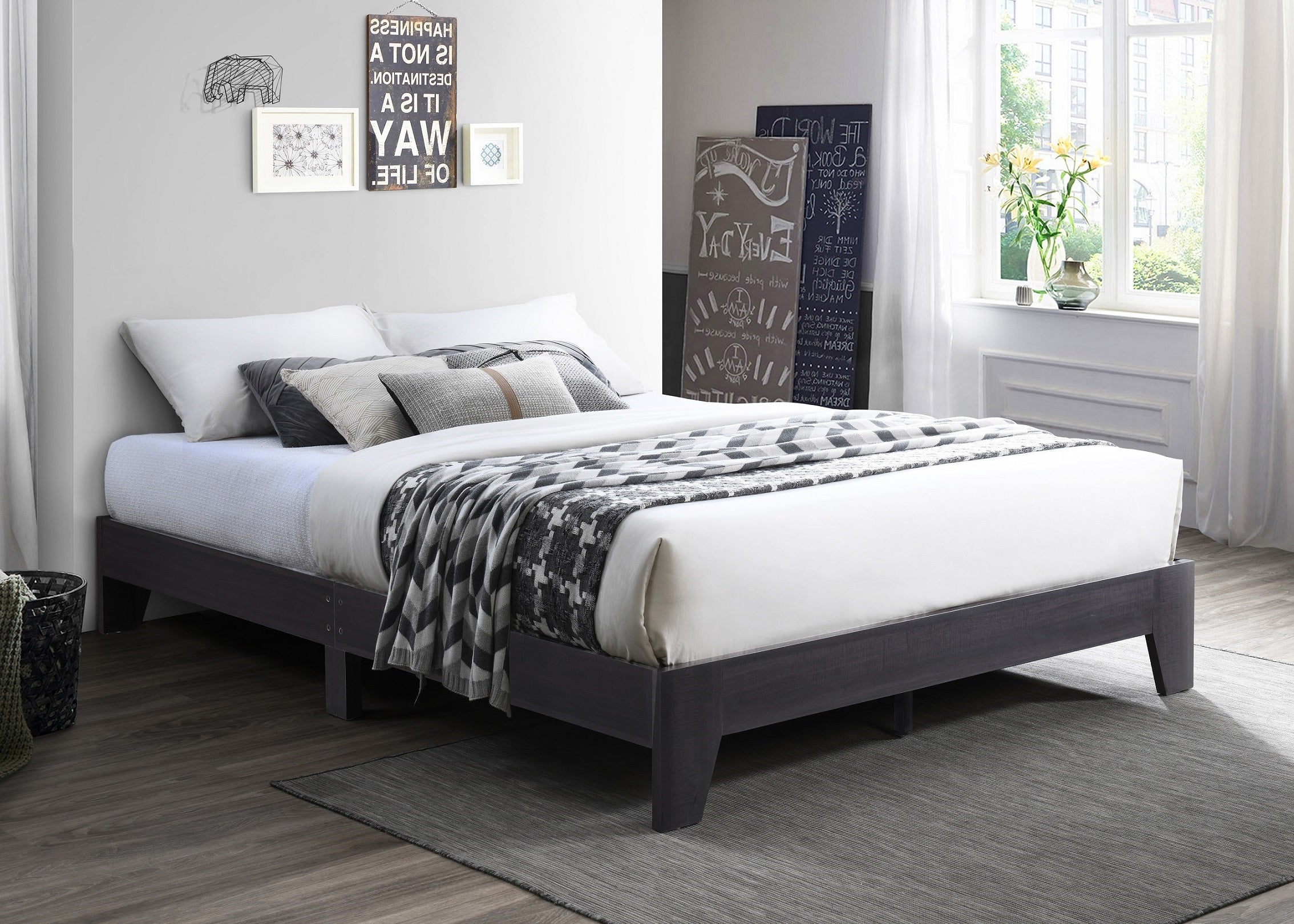 Wooden Platform Bed Espresso IF-5345