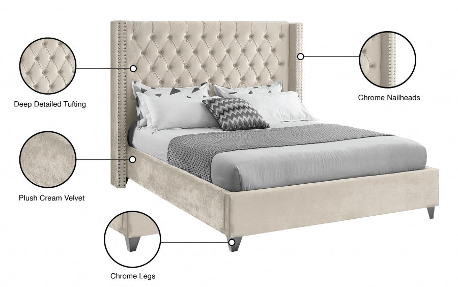 Creme Velvet Bed IF-5892