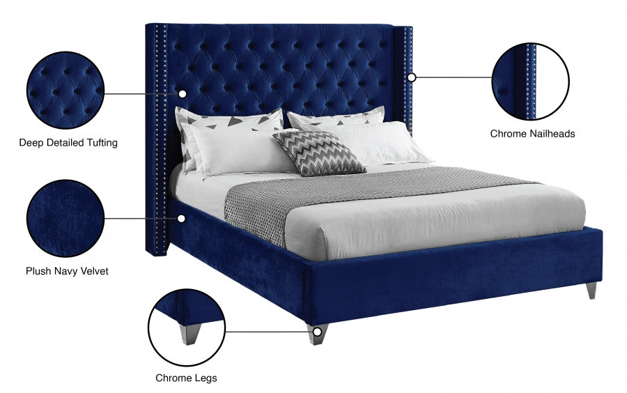 Blue Velvet Bed IF-5891
