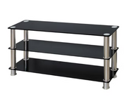 Black Teperred Glass with Chrome Legs TV Stand IF-5000