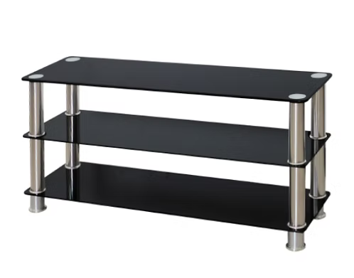 Black Teperred Glass with Chrome Legs TV Stand IF-5000