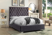 Grey Velvet Fabric Bed IF-5540
