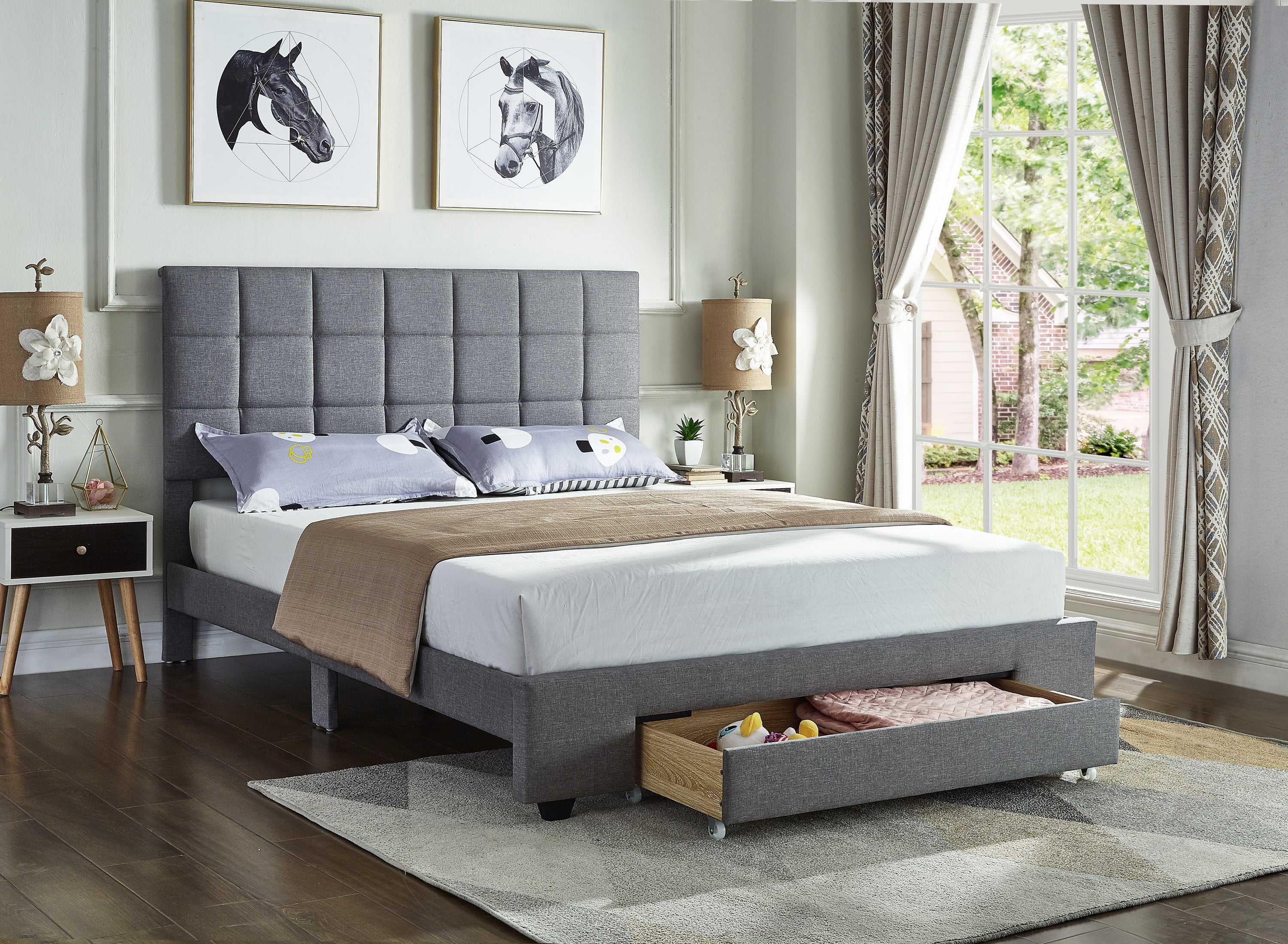 Grey Fabric Bed IF-5493