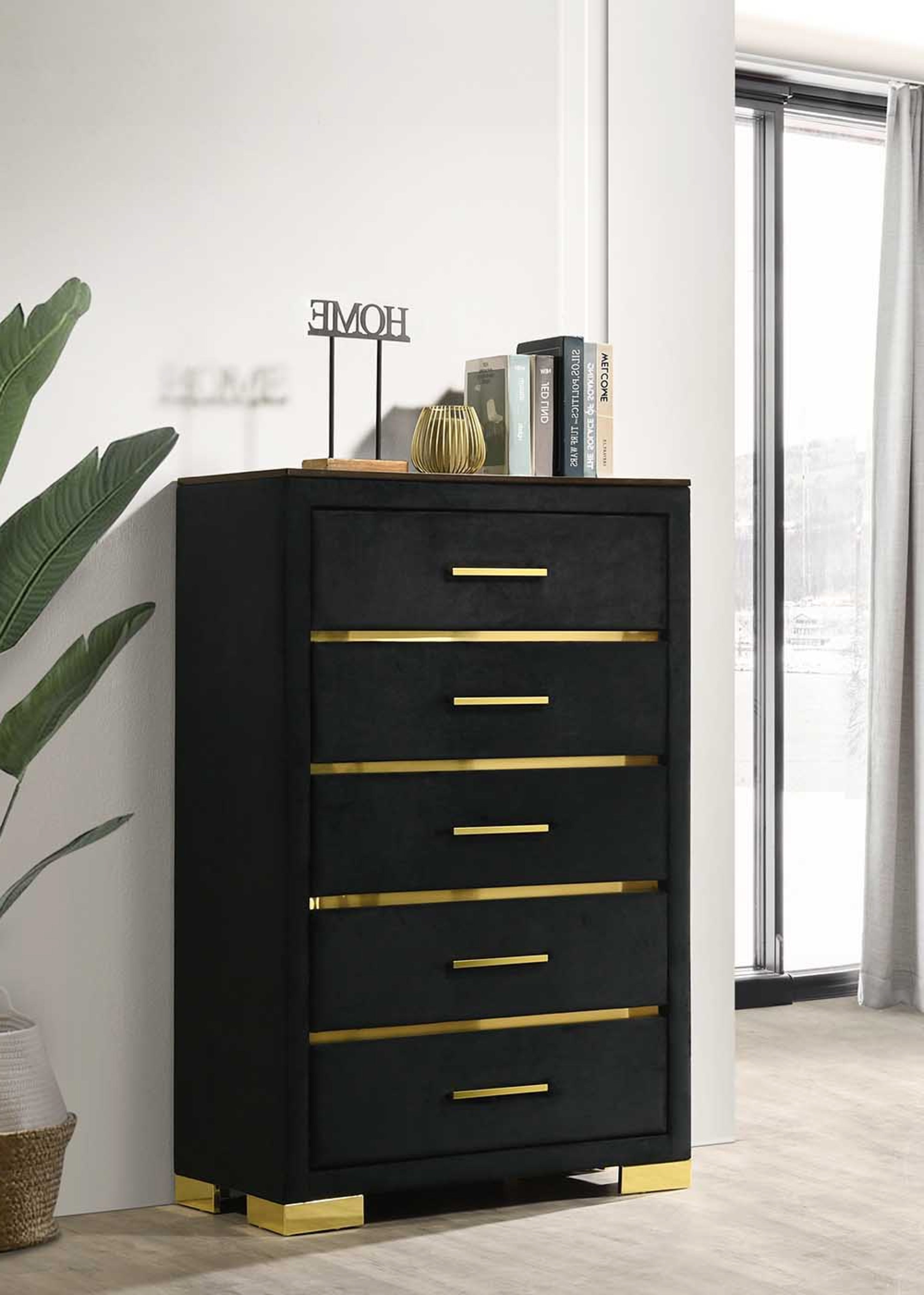 Aurora Black Velvet Bedroom Set