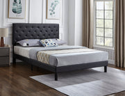 Black PU Bed with Button Tufting Includes Mattress Support IF-5380
