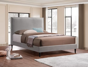 Grey Velvet Platform King Bed with Framed Headboard IF-5570