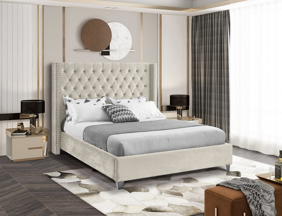 Creme Velvet Bed IF-5892