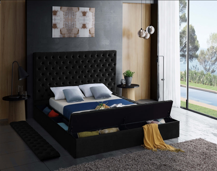 Black Velvet Bed With Storage IF-5793