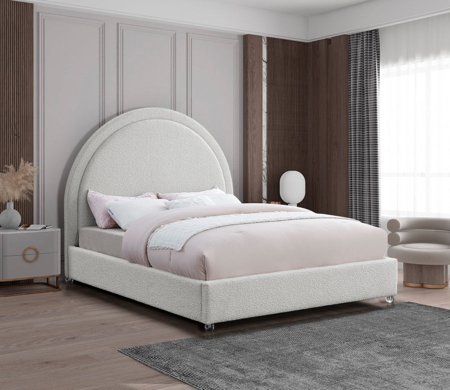 Cream Boucle Fabric Bed IF-5205