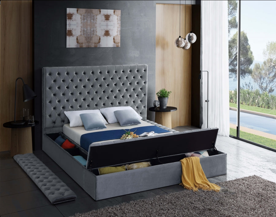 Gray Velvet Bed IF-5790