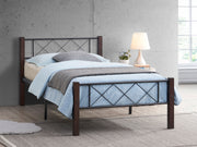 Black Steel Bed with Espresso Wooden Post IF-125