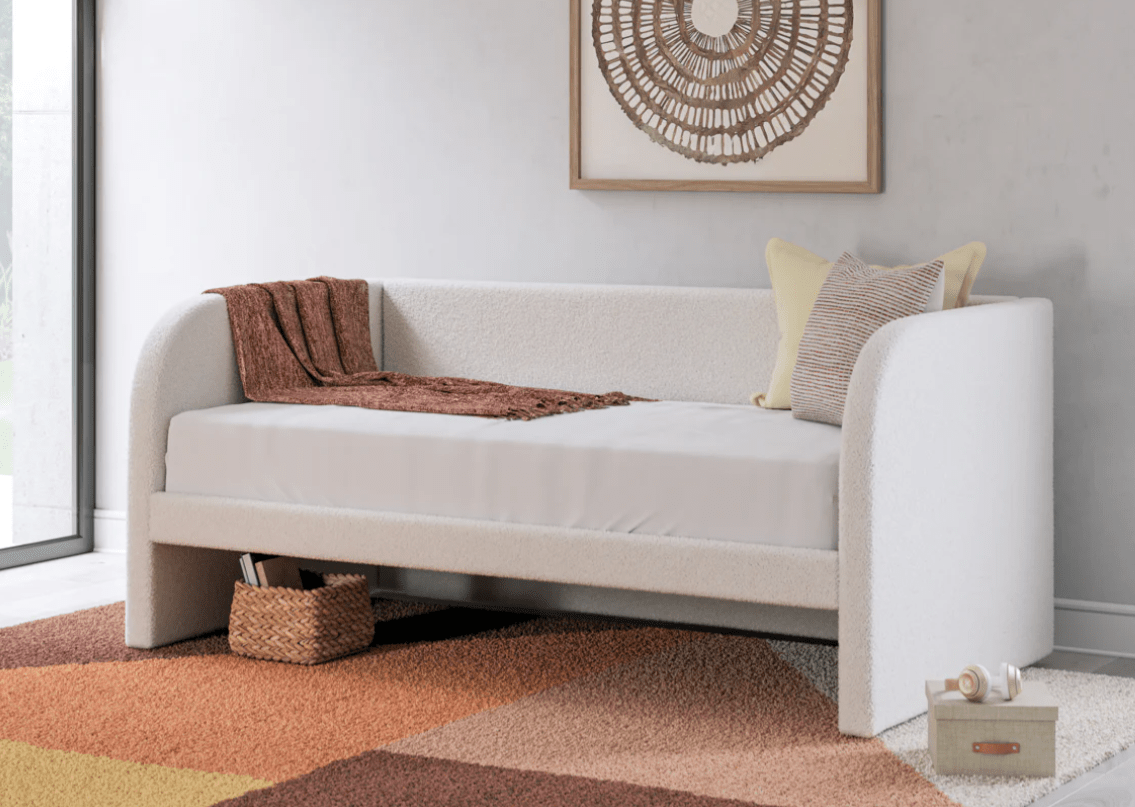 Clareca FurnitureAshley PCB1566 Arloster - Upholstered Day Bed With Storage - Tan / White