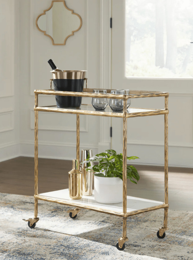 Clareca FurnitureAshley Plattfield - Bar Cart - Antique Gold Finish A4000625