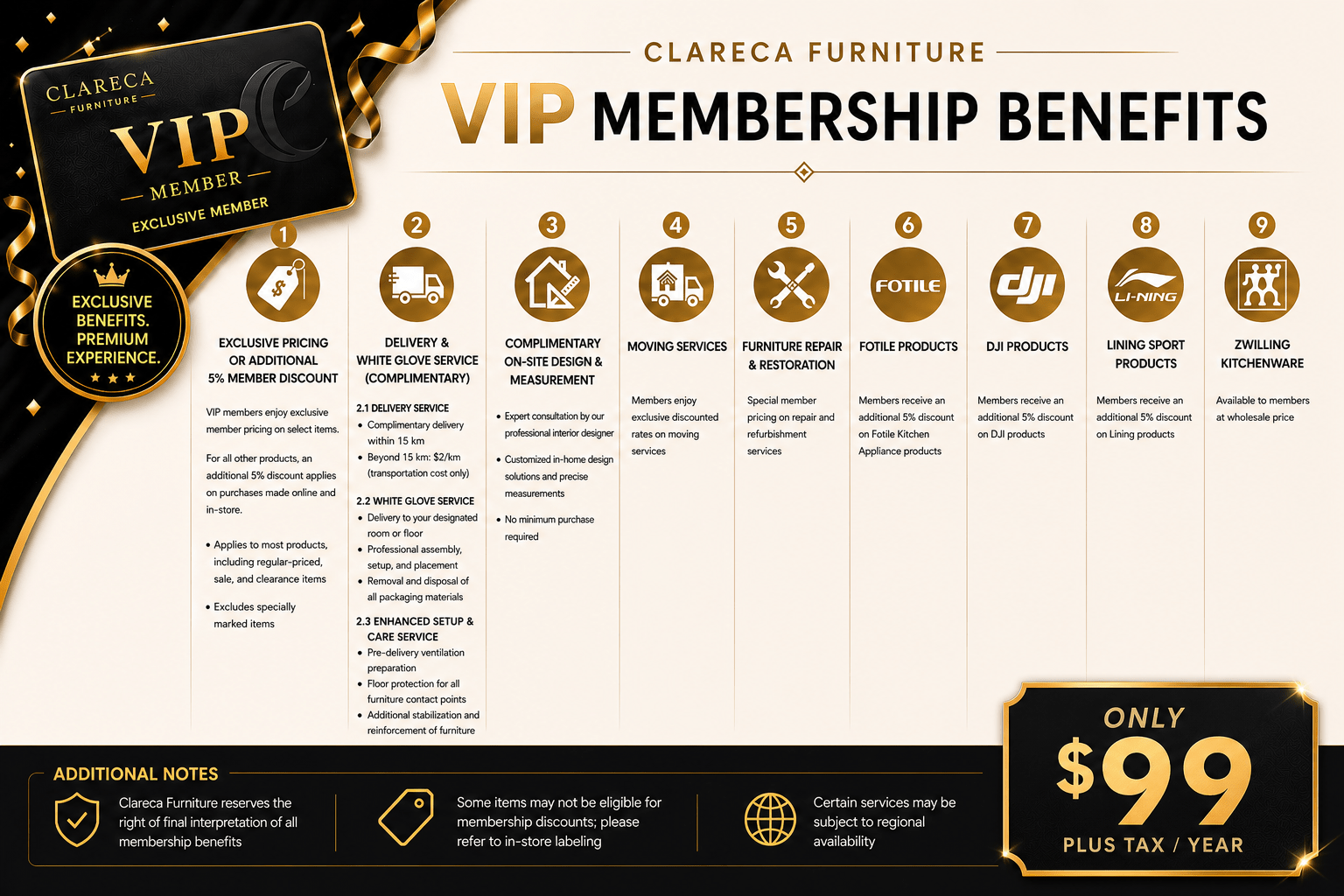 Clareca FurnitureClareca Gold Vip Membership